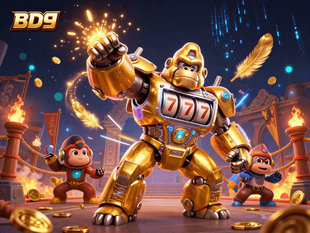 Experience explosive wins at BD9 with a golden gorilla mech and dynamic gaming elements.