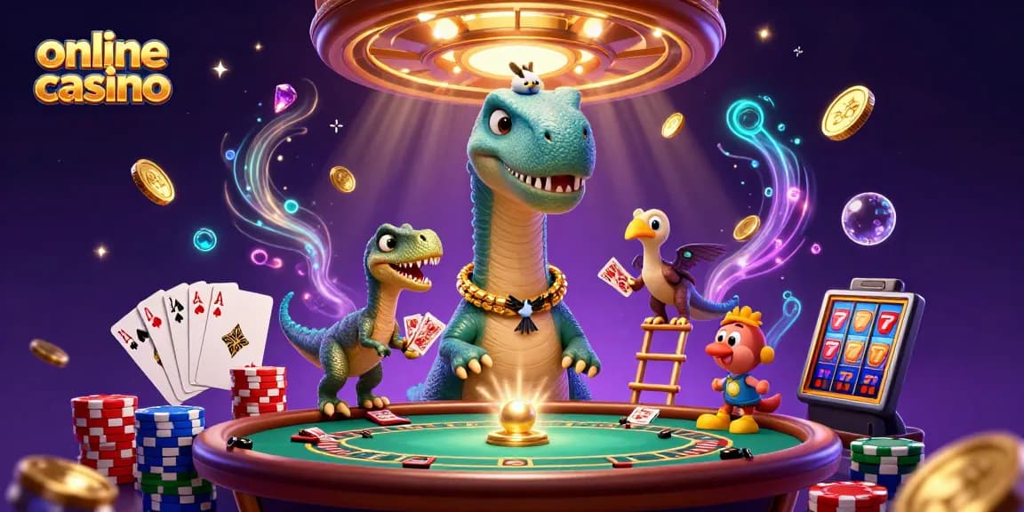 Experience thrilling action at the online casino with vibrant gaming characters and engaging elements.