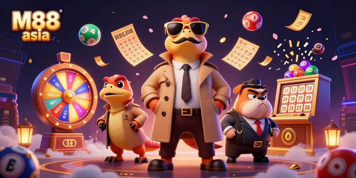 Experience thrilling gaming at M88 asia with raptors in a trench coat entering a VIP casino.