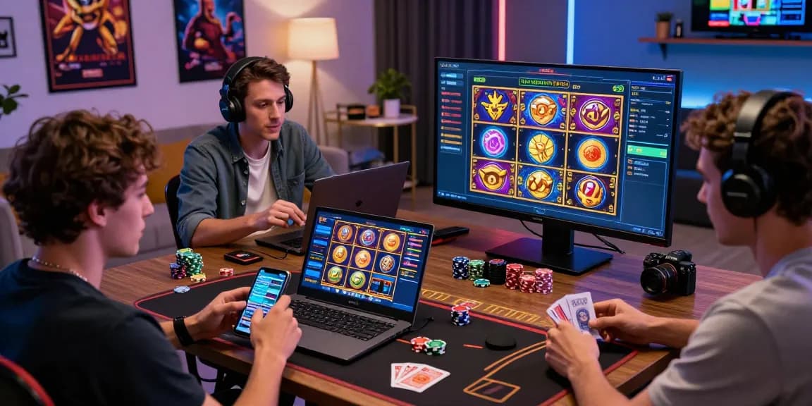 Engaging moment at an online casino featuring diverse players with vibrant displays, showcasing https://cullengolfclub.co.uk/ offerings.