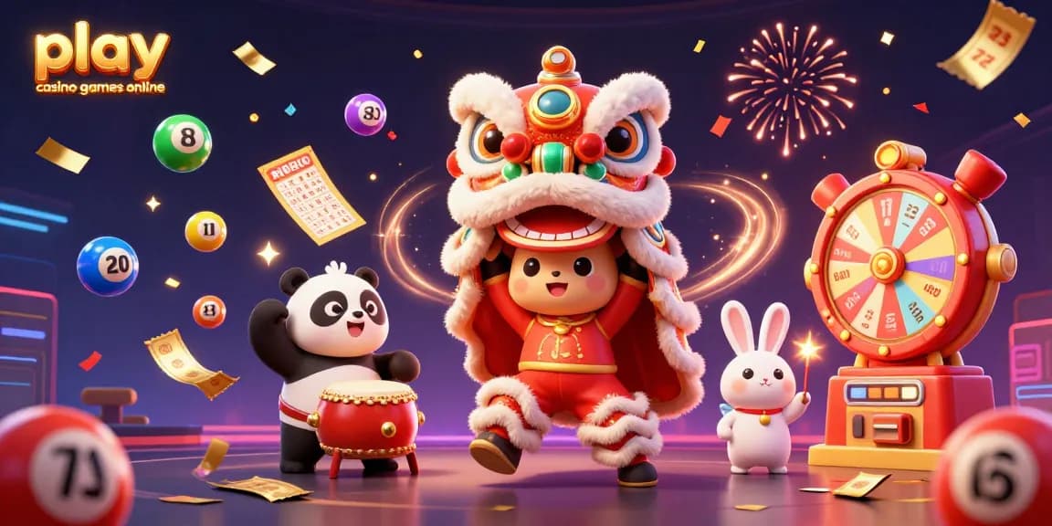 Engage and play casino games online with vibrant characters in a festive scene featuring lively elements.