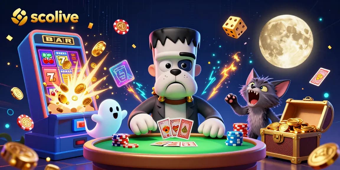 Socolive captures the lively casino atmosphere, showcasing engaging gambling characters in a colorful slot game scene.