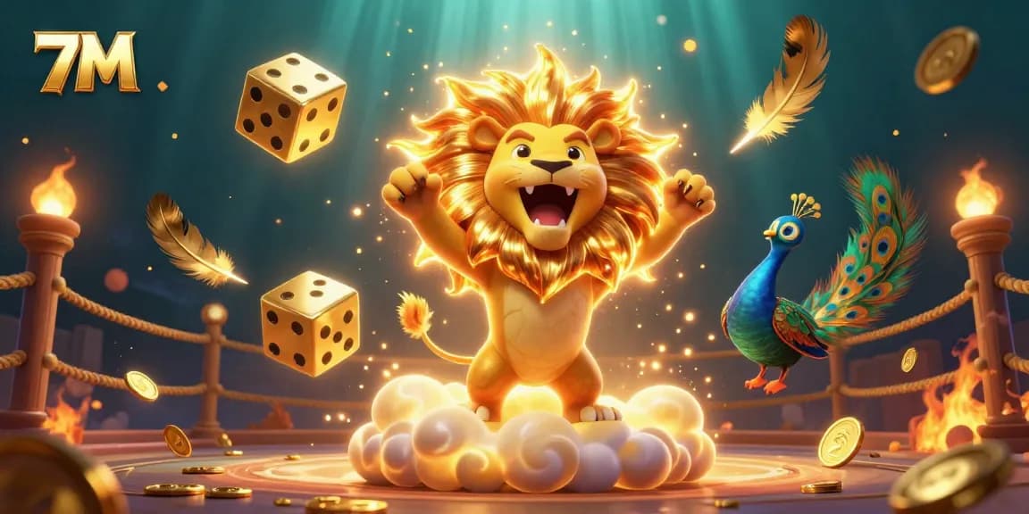 Engage in thrilling sports betting action with 7M, featuring dynamic animated characters and vibrant casino elements.