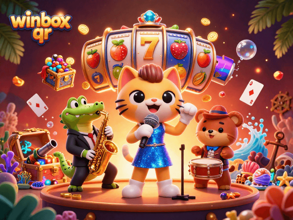 Engage with winbox qr and experience the vibrant casino scene with dancing characters and exciting game elements.