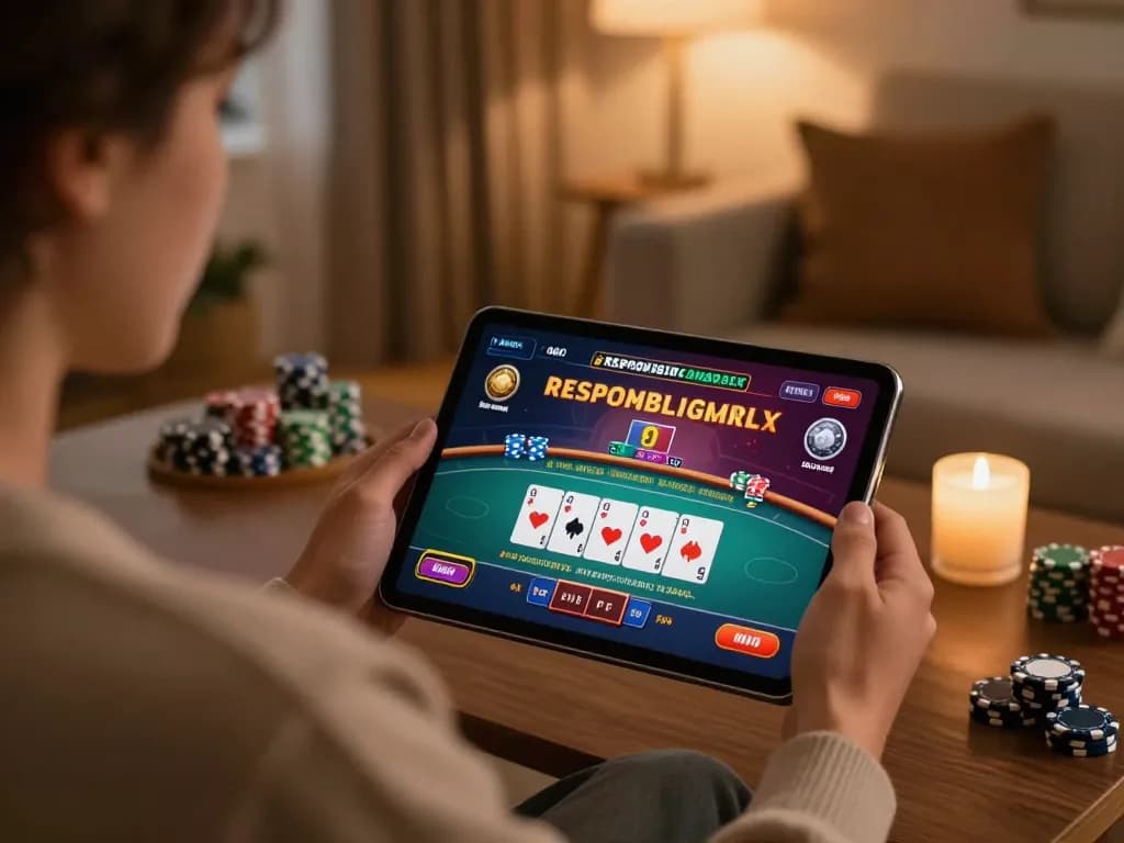Engaging scene of online gaming on 56win, showcasing vibrant poker gameplay and a cozy home setting.