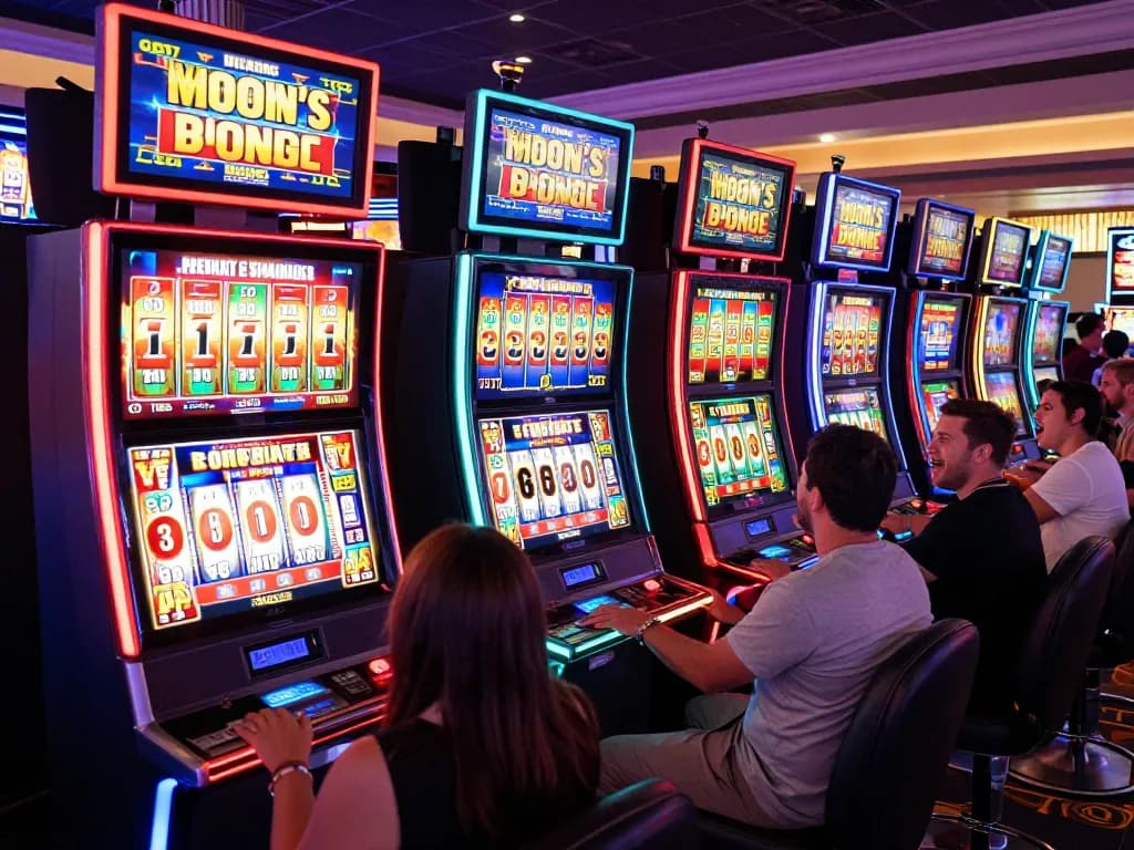 Players celebrating big wins on Slot88 machines in a vibrant casino atmosphere
