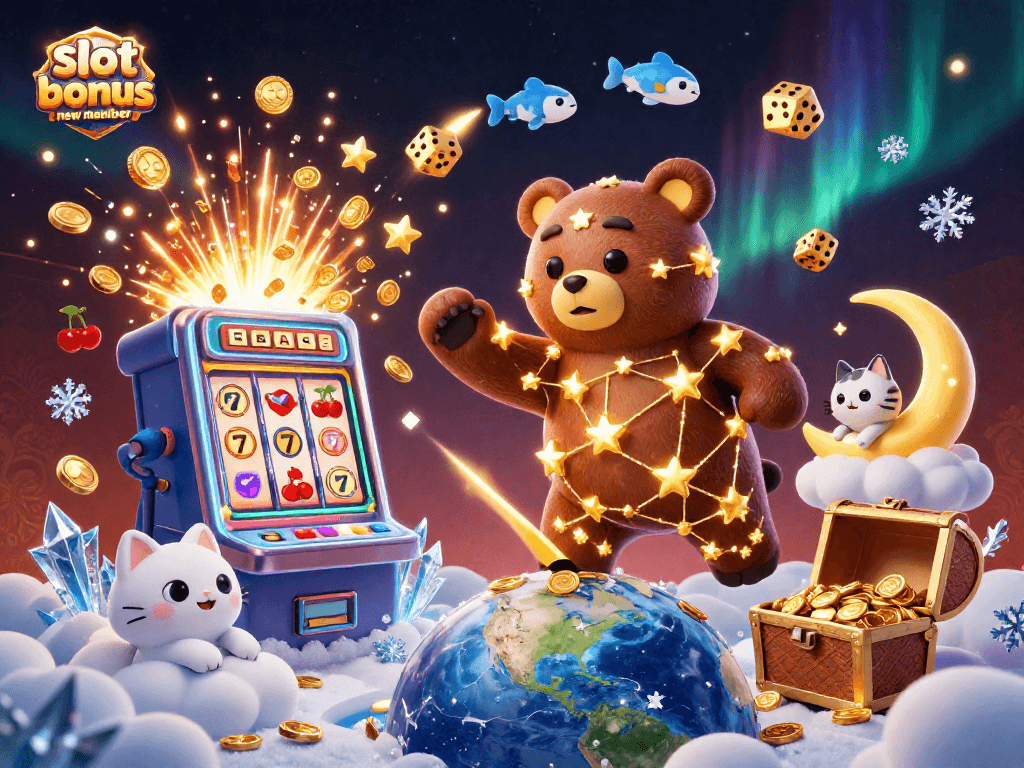 Experience the excitement of slot bonus new member promotions with vibrant casino elements and characters.