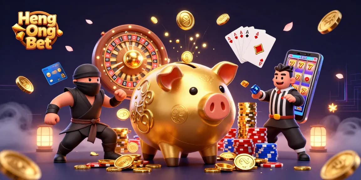 Experience the excitement of Heng Ong Bet with vibrant casino elements and dynamic characters!