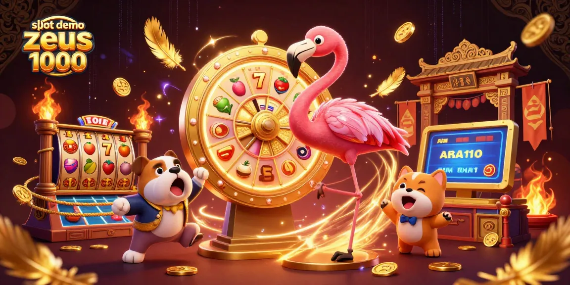 Spin the slot demo zeus 1000 wheel for exciting jackpots in a fantastical casino scene.