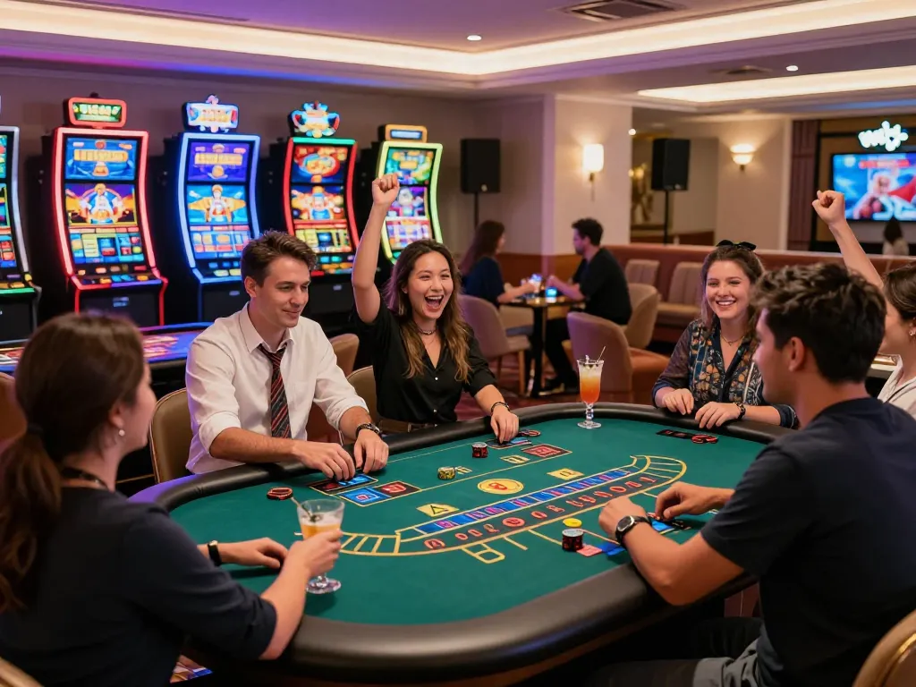 Exciting KO66 luxury online casino gaming scene with players and live dealers.