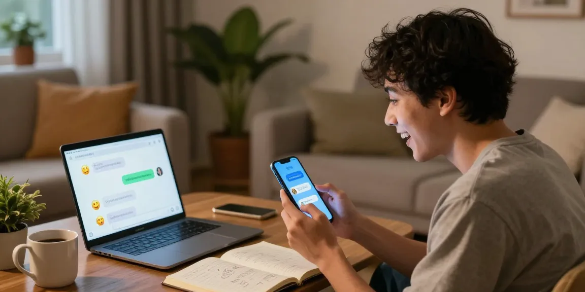 Engaging conversation with spicy chat ai on smartphone in a cozy setting.