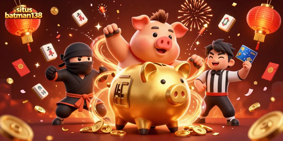 Situs batman138 menampilkan ilustrasi kasino mega menarik dengan karakter unik dan banyak simbol keberuntungan.