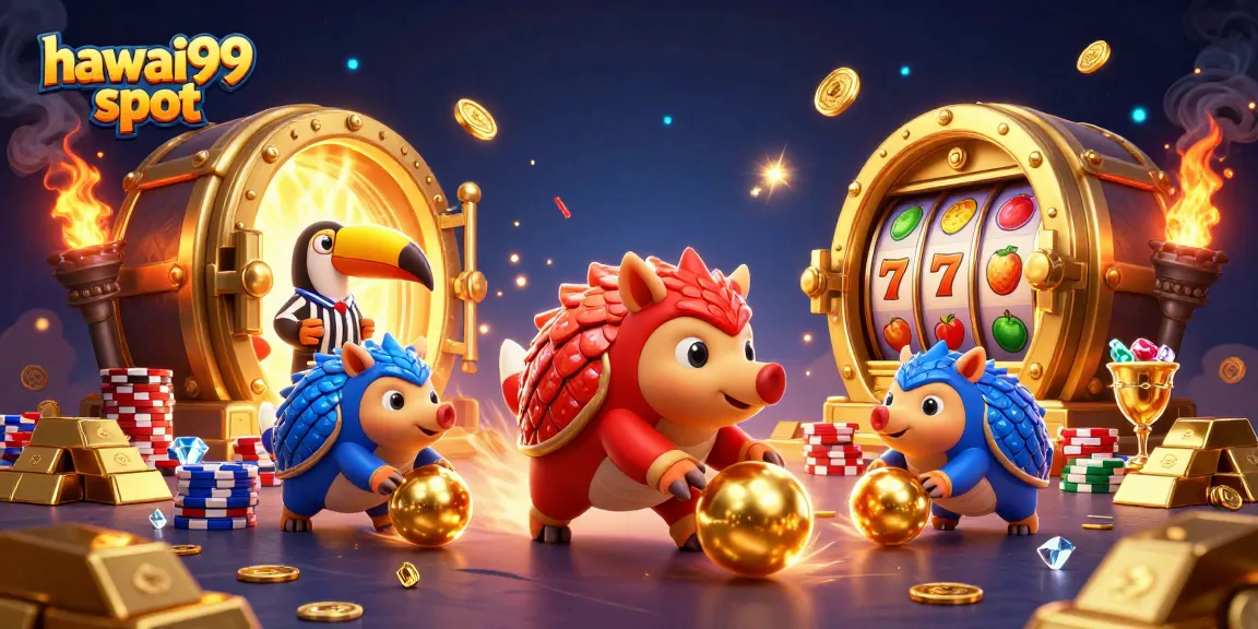 Experience thrilling gameplay with hawai99 slot featuring vibrant pangolins and casino riches.