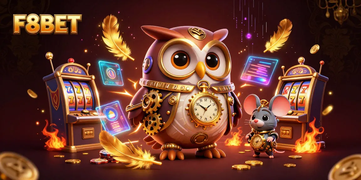 Experience the excitement of F8BET's slots with vibrant characters and casino elements.