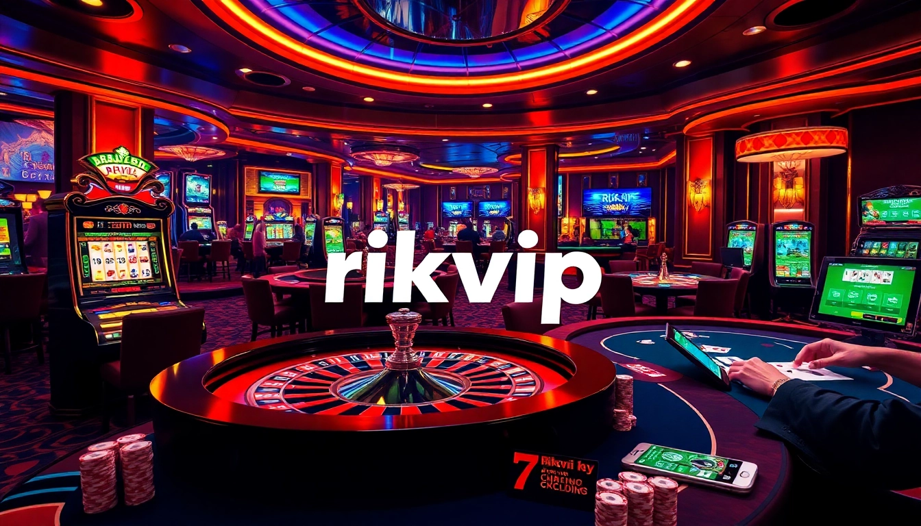 Experience the excitement of gambling on rikvip with vibrant casino tables and players in action.