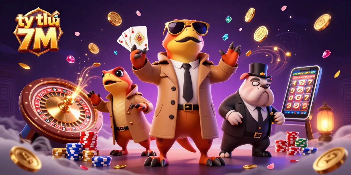 Experience the thrill with tỷ lệ 7M as raptors attempt to enter a casino, surrounded by vibrant gaming elements.
