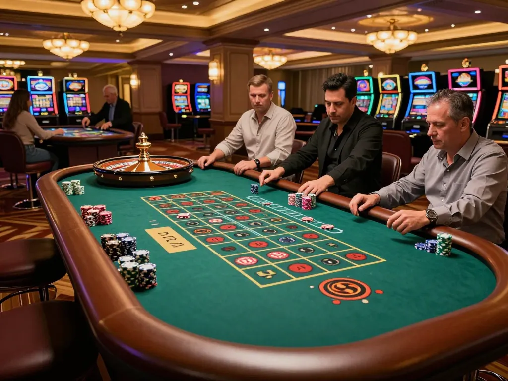 Players engaged at the roulette table experiencing the thrill of 33win betting action in a luxurious casino.