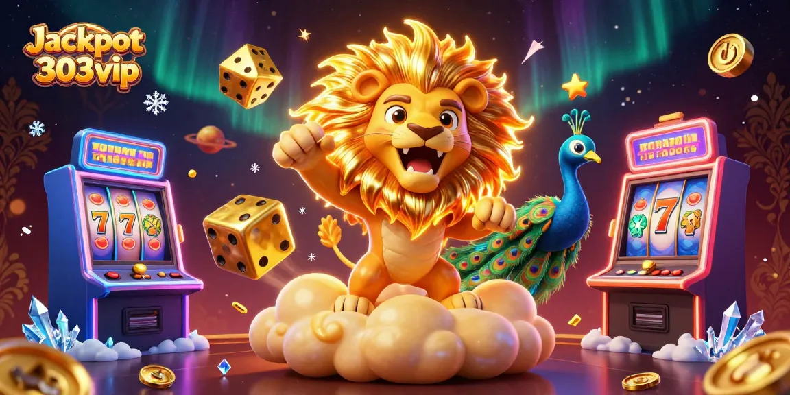 Jackpot Toto 303vip celebrates winning moments with an ultra-detailed casino-themed 3D illustration.