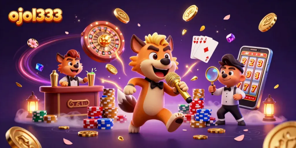 Experience the excitement at ojol333's comedy casino with vibrant games and characters!