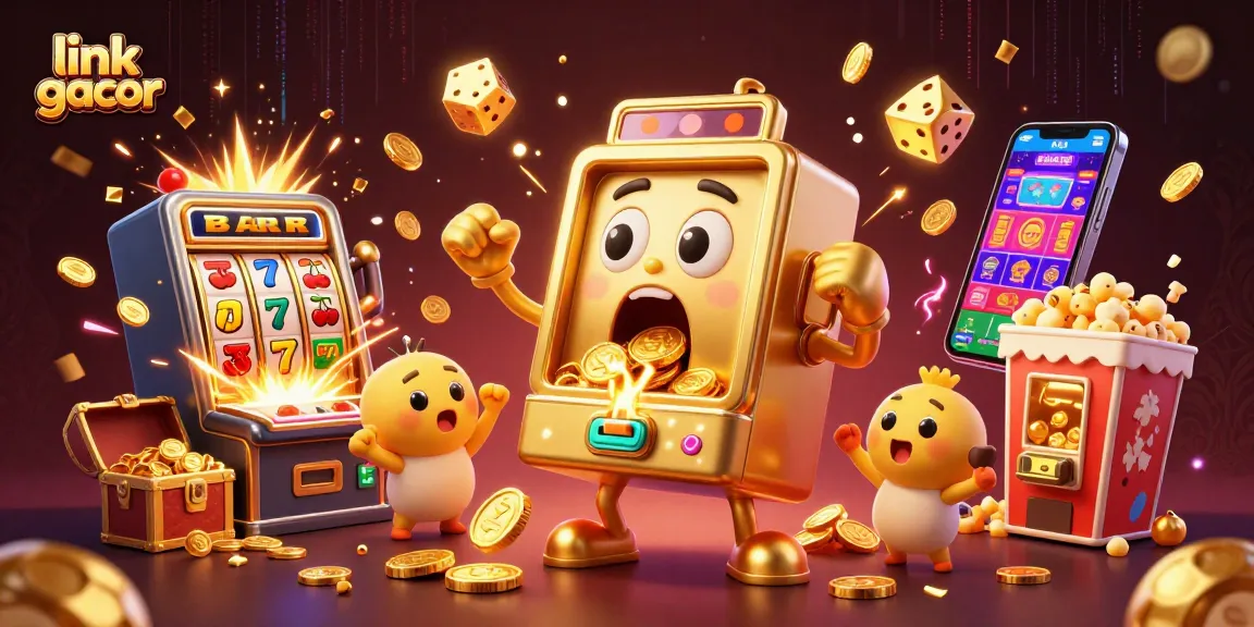 Experience the thrill of link gacor with vibrant slot machines celebrating a jackpot victory!
