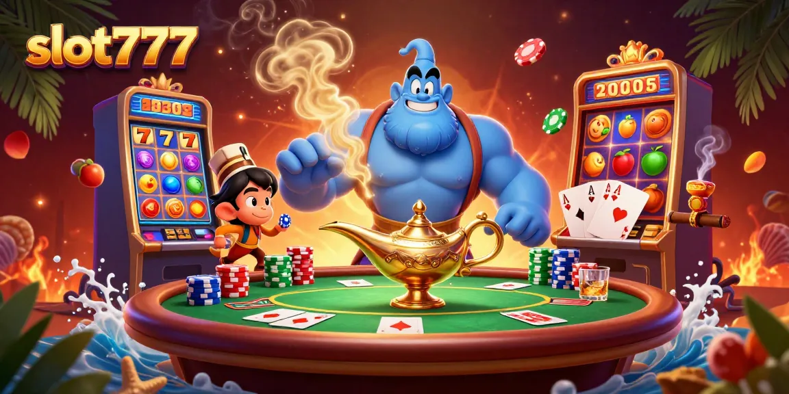 Bermain slot777 dengan slot mesin berwarna-warni dan simbol keberuntungan yang terlihat.