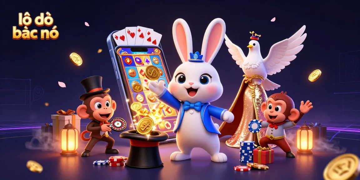 Engage in lô đề bạc nhớ with a magical scene featuring a magician rabbit and vibrant casino elements.