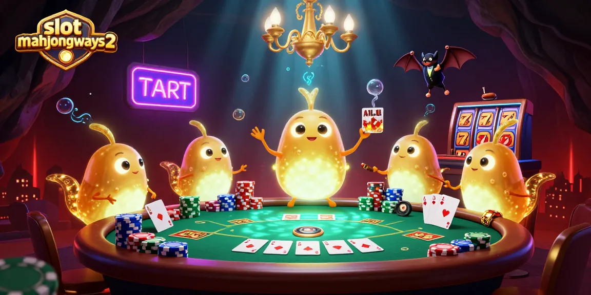 Experience excitement with slot-mahjongways2 in a vibrant 3D casino featuring glowing characters and colorful game elements.