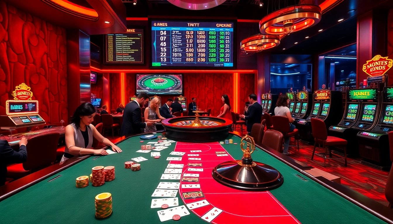 Exciting casino scene featuring 79king poker players engaged in high-stakes action with colorful chips.