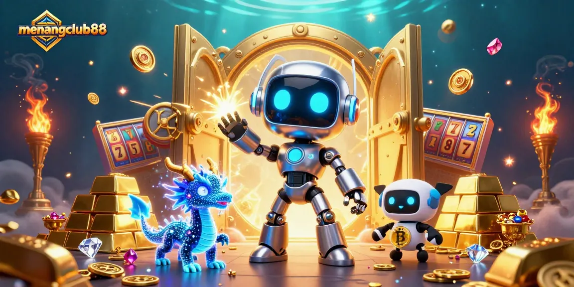 Experience thrilling gameplay with menangclub88 in this vibrant treasure-filled 3D casino scene.