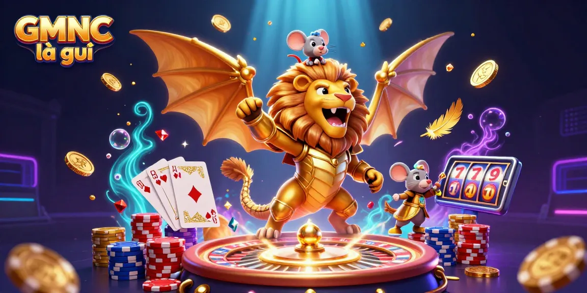 Engage with GMNC là gì through an exciting casino adventure featuring golden coins and roaring chimera.