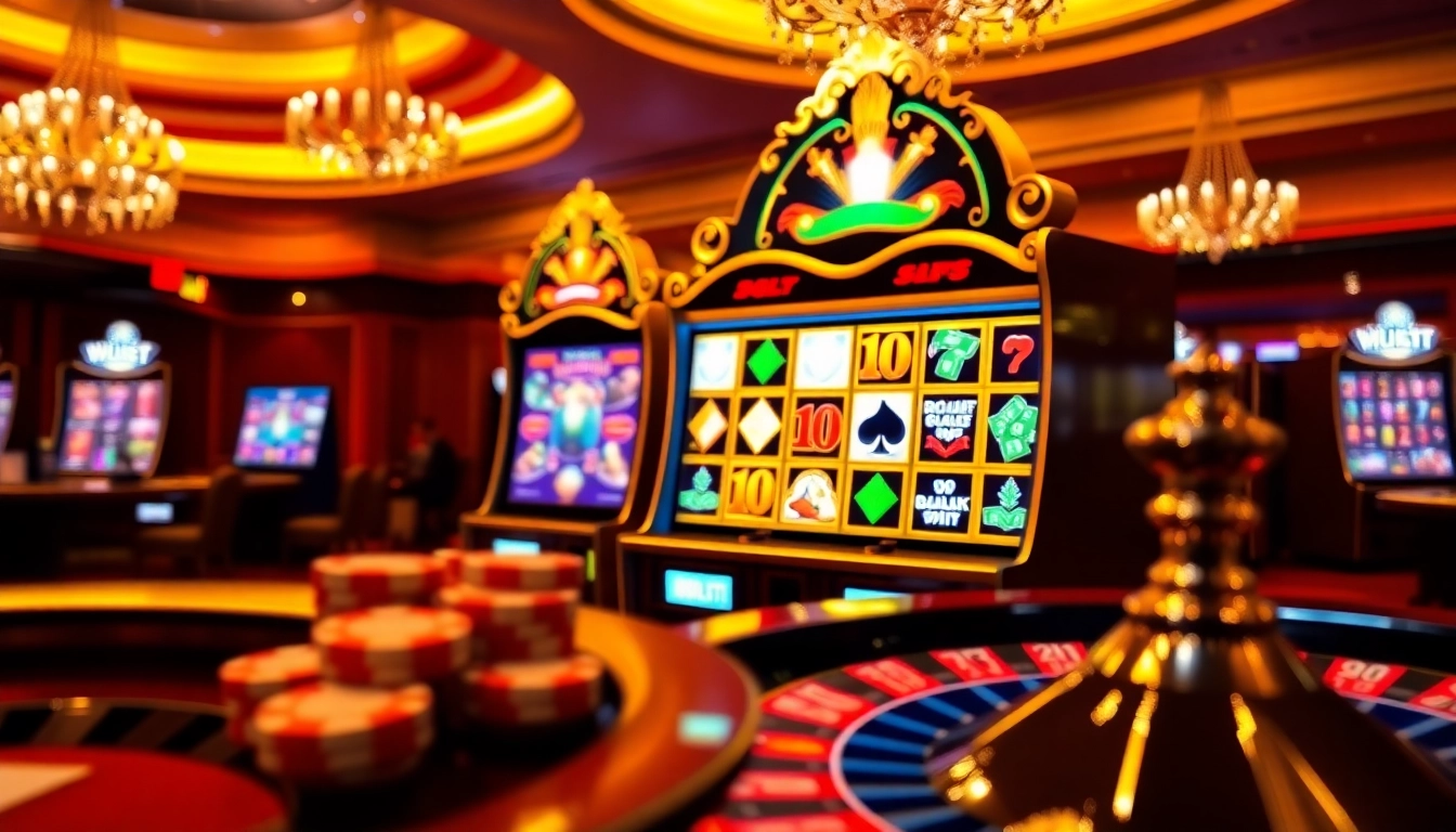 Spin the reels with exciting slot online games in a luxurious casino setting.