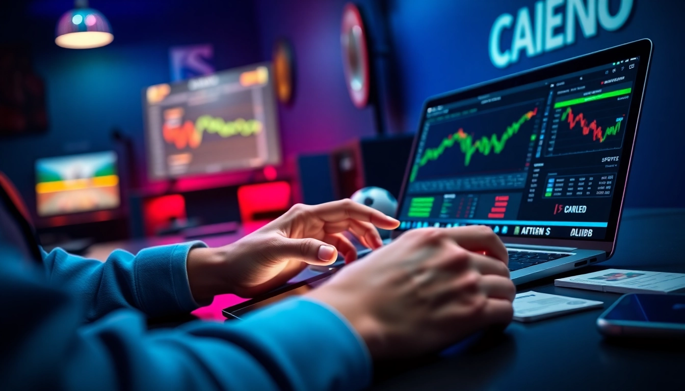 Engaging online Betting experience with a player analyzing odds on digital devices.