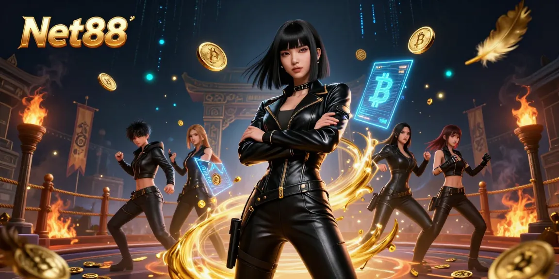 Experience thrilling action at Net88 with crypto elements and a dynamic gaming atmosphere.