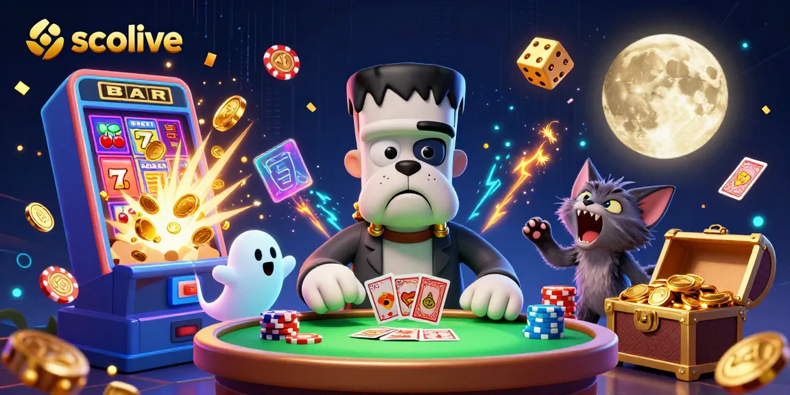 Socolive captures the lively casino atmosphere, showcasing engaging gambling characters in a colorful slot game scene.