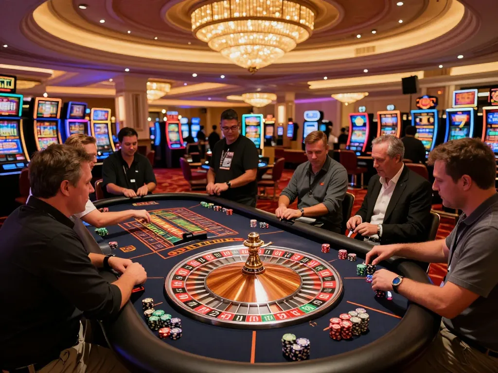 Players engaging in strategic bets at a roulette table in a luxurious casino, showcasing the excitement of nano banana 3.