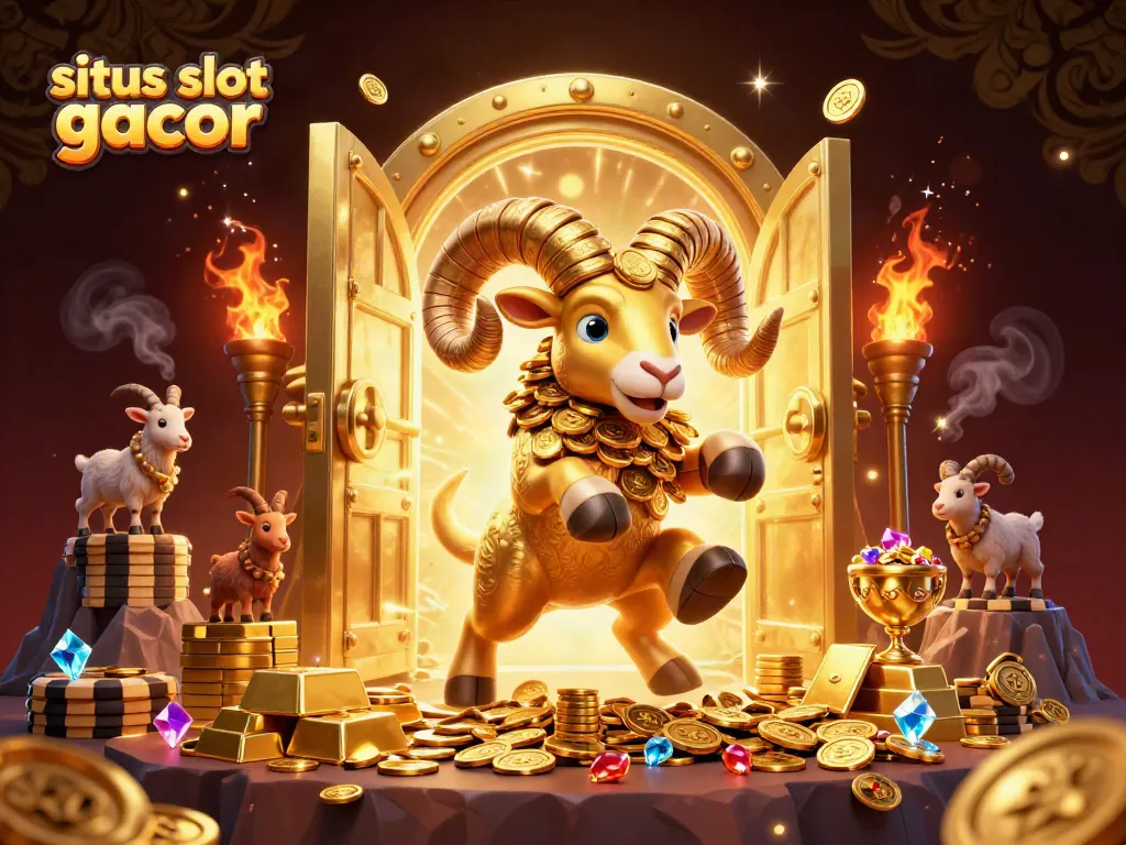 Menggandakan kesenangan situs slot gacor di kasino dengan domba emas dan harta karun yang bersinar.