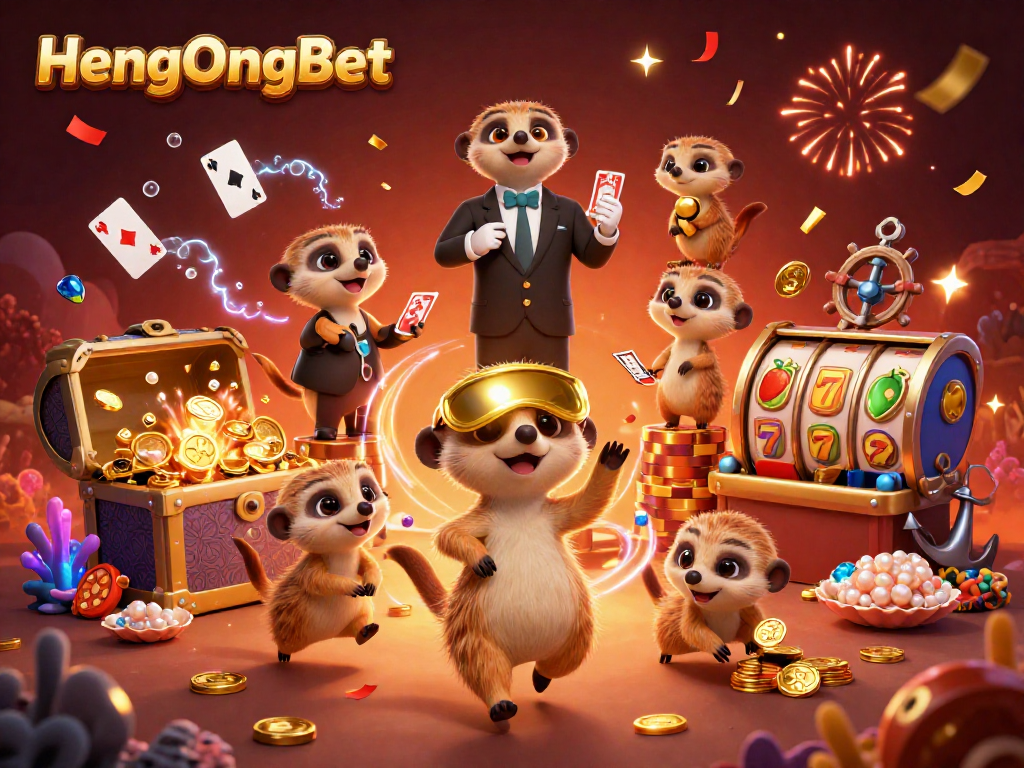 Experience thrilling gameplay with HengOngBet as meerkats delight in casino excitement.