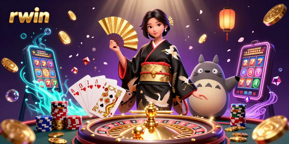 Embrace rwin excitement with a vibrant casino scene featuring a kimono-clad woman and a wise tanuki.