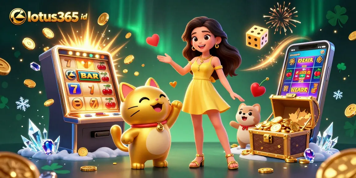 Play with lotus365 id and enjoy exciting jackpots amidst coins and confetti.