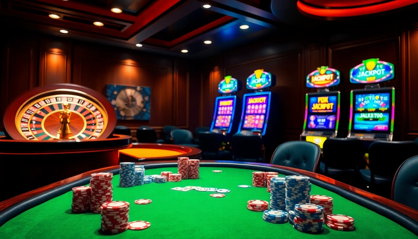 Engaging casino scene with poker chips and cards, capturing the essence of trang chủ 789club excitement.