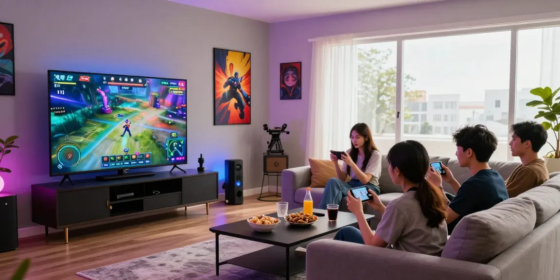 Group enjoying multiplayer gaming on cika4d platform in a lively living room setting.