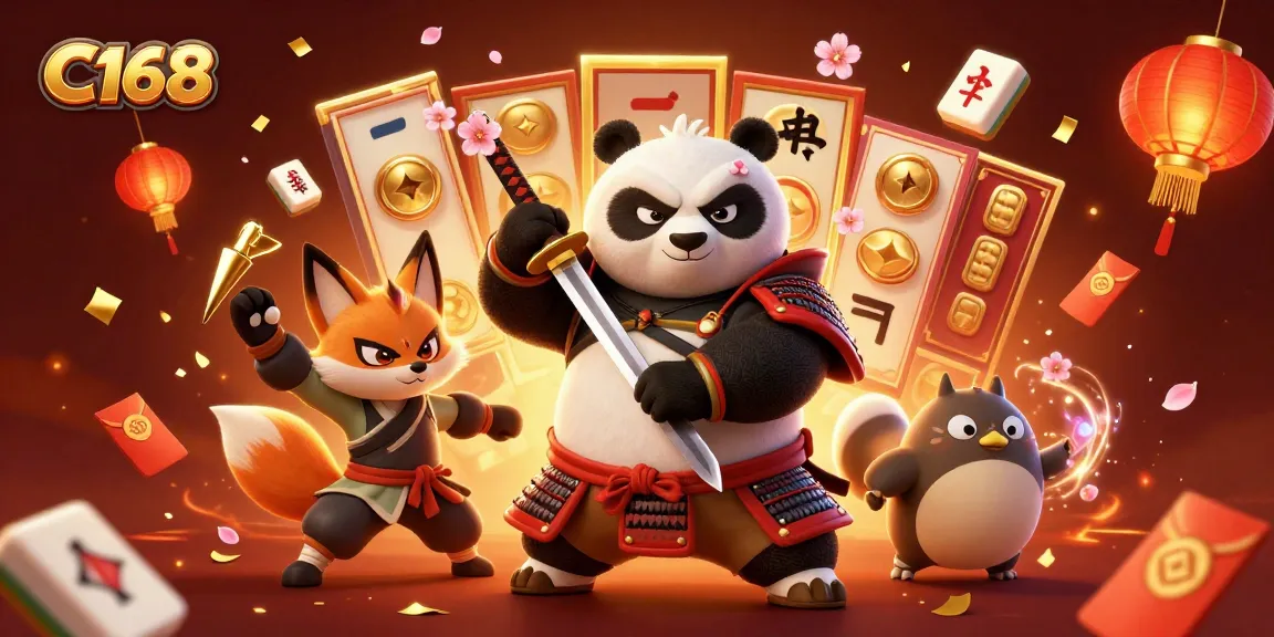 Experience the excitement of C168 with epic casino action featuring samurai and ninja under cherry blossoms.