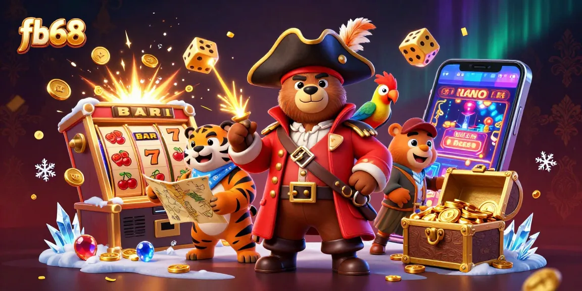 Spin the reels with fb68's vibrant casino adventure featuring bears, tigers, and treasure.