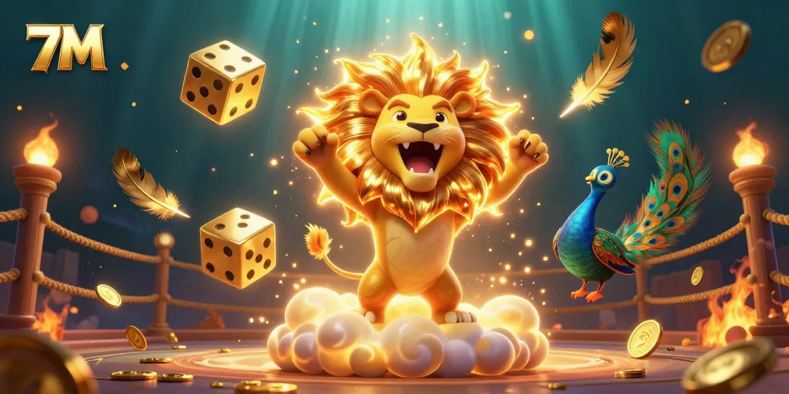 Engage in thrilling sports betting action with 7M, featuring dynamic animated characters and vibrant casino elements.