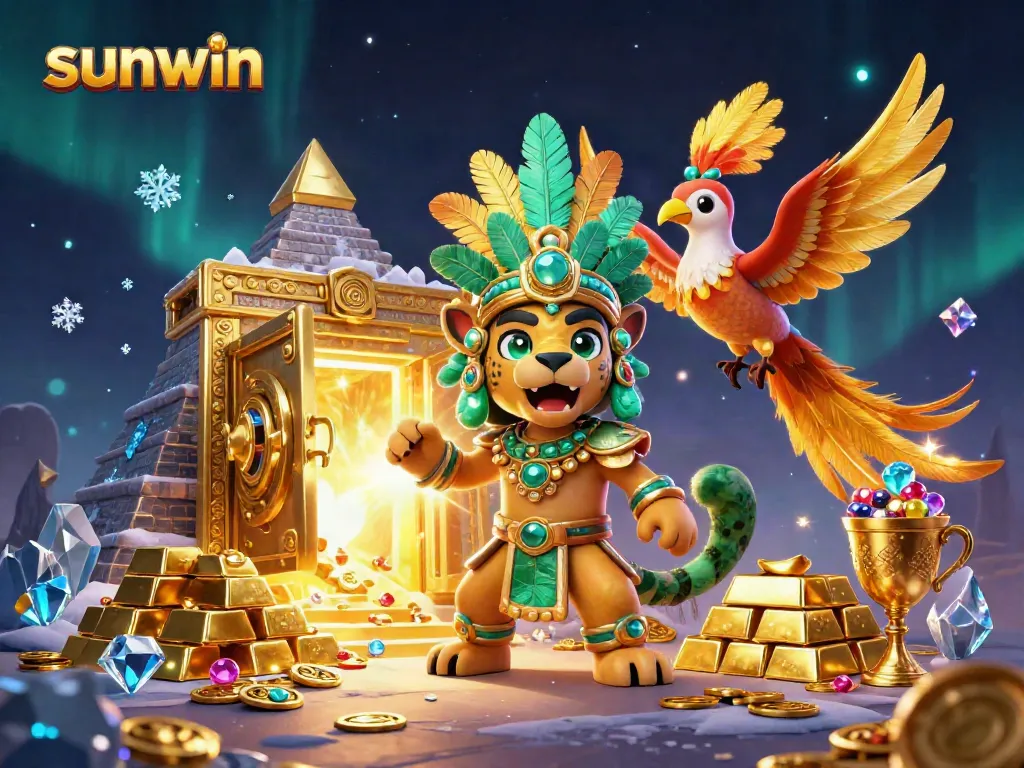 Engage in epic gameplay with sunwin's vibrant scene of treasure hunting, Mayan-themed characters, and dynamic casino elements.