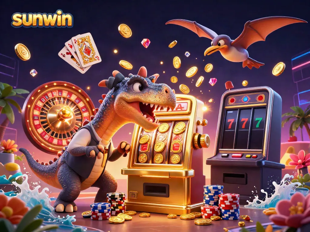 Experience thrilling wins with sunwin as dinosaurs play at a vibrant casino