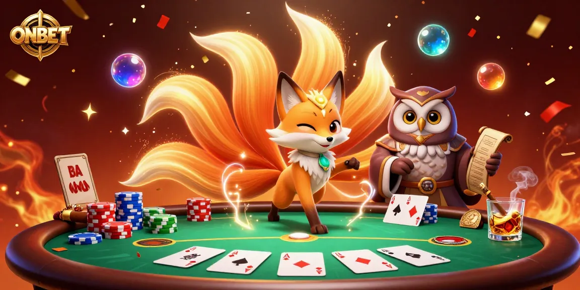 Experience the excitement at ONBET with animated, colorful characters and a vibrant casino scene.