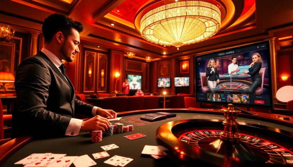 Experience the excitement of live gaming at https://go88.fast/ with vibrant poker chips and a roulette wheel.
