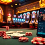 Cảnh sinh động cho thấy ứng dụng Bet VIP trên điện thoại thông minh giữa các chip cược và bàn roulette.