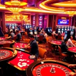 Players engaging in exciting roulette and poker games at 98win's vibrant casino floor.